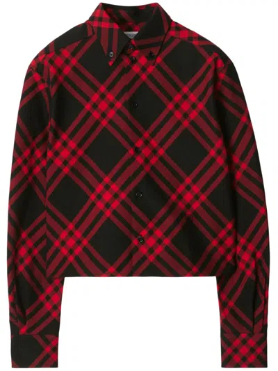 Burberry Cropped Shirt In Cranberry