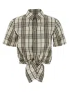 Burberry Short Sleeve Shirt Featuring Tie-front Detail