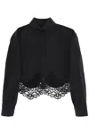 Burberry Cropped Shirt With Macrame Lace Insert In Black
