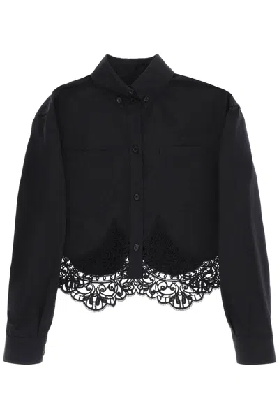 BURBERRY CROPPED SHIRT WITH MACRAME LACE INSERT