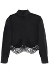 Burberry Cropped Shirt With Macrame Lace Insert In Nero