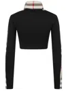 Burberry Cropped Stretch Jersey Sweatshirt In Black