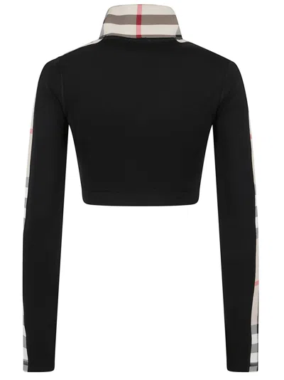 Burberry Cropped Stretch Jersey Sweatshirt In Black