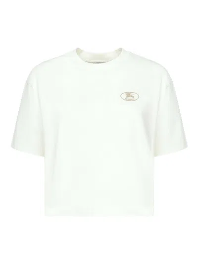 Burberry Cropped T-shirt With Logo In White