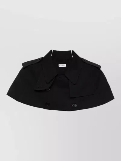 Burberry Cropped Trench Cape Jacket Button Epaulettes In Black