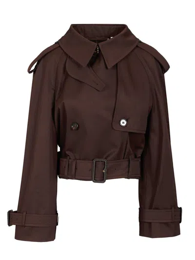 Burberry Cropped Trench Coat Coats Brown