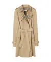Burberry Castleford Check Collar Water Resistant Gabardine Trench Coat In Nude