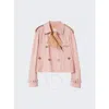 Burberry Gabardine-weave Cropped Trench Coat In Pink