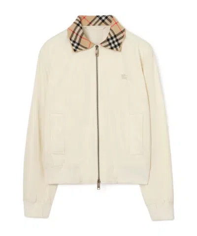 Burberry Cropped Tropical Gabardine Hayfield Harrington Jacket In Neutral