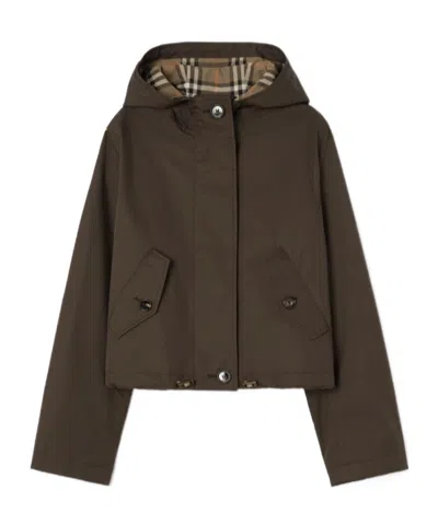 Burberry Cropped Tropical Gabardine Parka In Animal Print