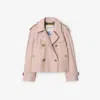 Burberry Cropped Tropical Gabardine Trench Jacket In Pink