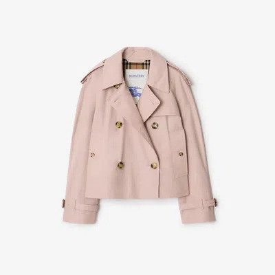Burberry Cropped Tropical Gabardine Trench Jacket In Pink