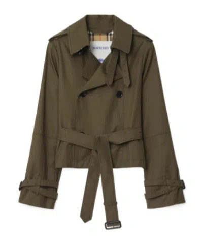 Burberry Cropped Tropical Gabardine Trench Jacket In Multi