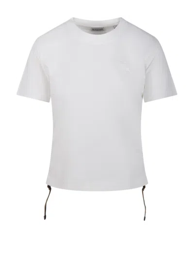 Burberry Cropped White T-shirt With Adjustable Drawstrings