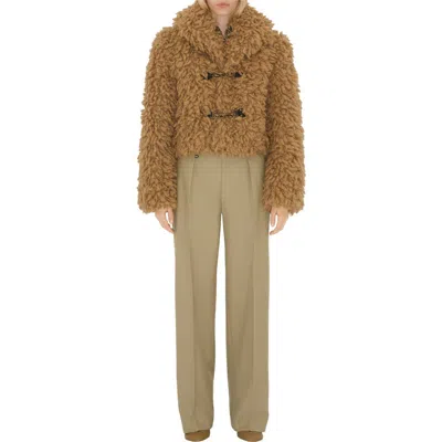 Burberry Cropped Wool Blend Fringe Jacket