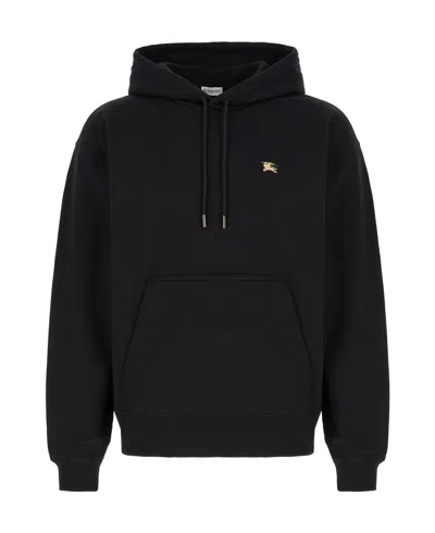 Burberry Cross Stitch Ekd Cotton Hoodie In Black