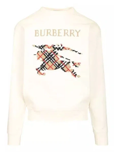 Burberry Cross Stitch Ekd Cotton Sweatshirt In White