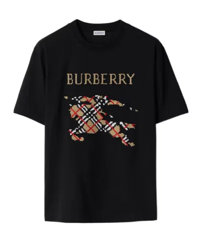 Burberry Cross Stitch Ekd Cotton T-shirt In Black