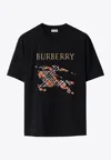 Burberry Logo-embroidered Cotton-jersey T-shirt In Black