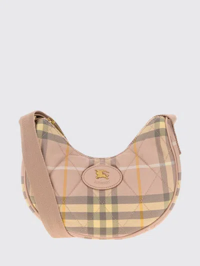 Burberry Mini Embroidered Checked Fabric Crossbody Handbag In Purple