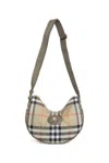 Burberry Curved Shoulder Bag With Classic Check Pattern And Gold-tone Hardware In Sand