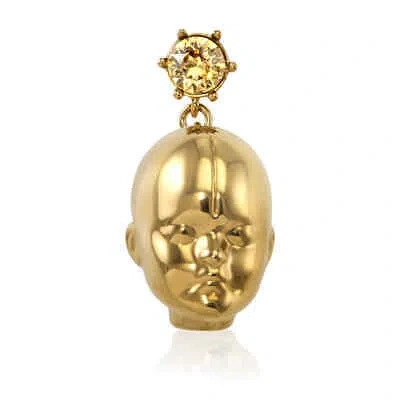 Pre-owned Burberry Crystal And Doll's Head Gold-plated Drop Earrings In Check Description