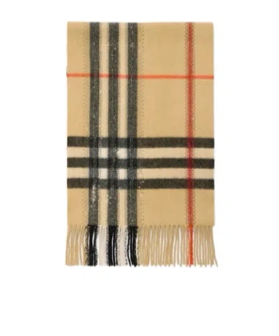 Burberry Crystal Check Cashmere Scarf In Brown