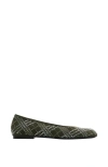 Burberry Crystal Check Suede Baby Ballerinas In Loch