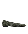 Burberry Crystal Check Suede Baby Ballerinas In Black