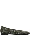 Burberry Crystal Check Suede Baby Ballerinas In Green