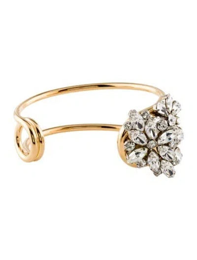 Pre-owned Burberry Crystal Daisy Pin Cuff Bracelet, 6.25" In Transparent