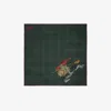 Burberry Crystal Ekd Check Silk Scarf In Green