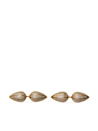 Burberry Crystal-embellished Pear Earrings In Gold