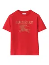 Burberry Crystal Equestrian Knight Design Cotton T-shirt In Red