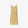Burberry Paisley Patterned Plain Knitted Dress In Sandstone
