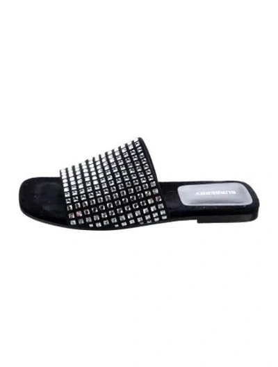 Pre-owned Burberry Crystal Slides In Black