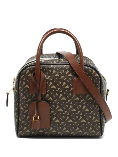 Pre-owned Burberry Cube Tb Monogram Tote Bag In Brown