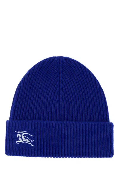 Burberry Cuffia Cashmere Ribbed Beanie In Blue