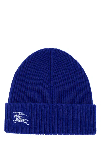 BURBERRY ELECTRIC BLUE CASHMERE BEANIE HAT