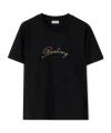 Burberry Check Cursive Logo Cotton T-shirt Clothing In Black