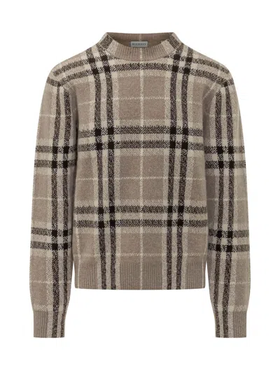 Burberry Curtis Crewneck Knit Sweater In Gray