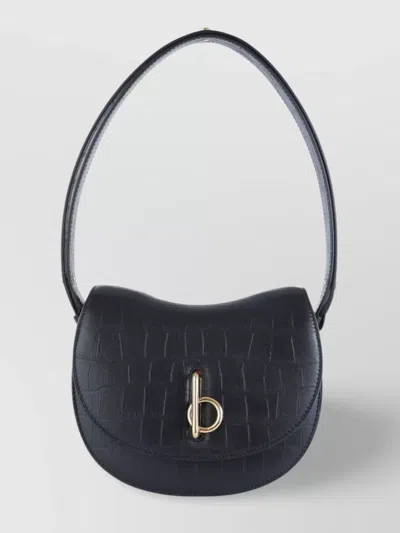 Burberry Curved Crocodile Shoulder Bag Gold Hardware