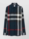 BURBERRY CURVED HEM CHECKERED SHIRT WITH SPREAD COLLAR