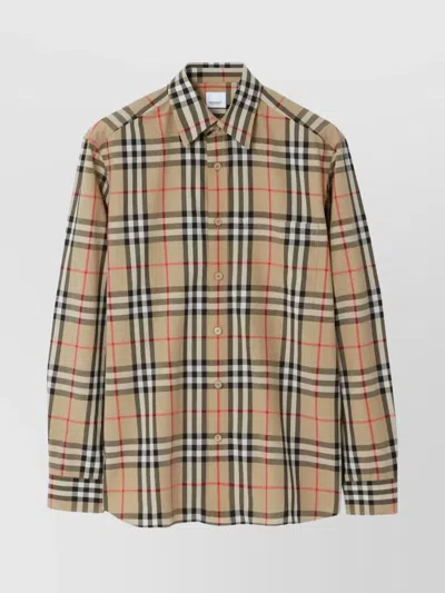 Burberry Check Cotton Shirt In Multi