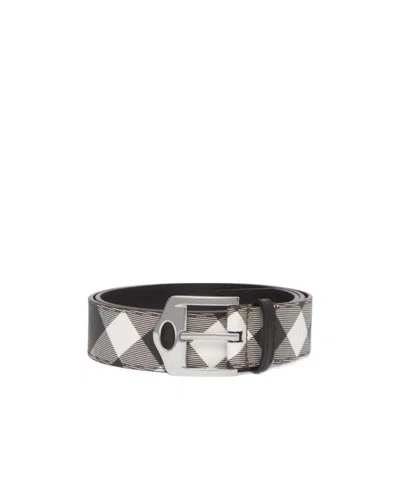 Burberry Cut-out E-canvas Adjustable Belt In Gray