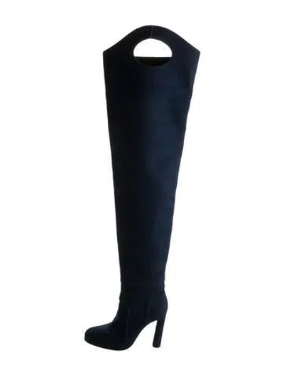 Pre-owned Burberry Cutout Accent Boots In Blue
