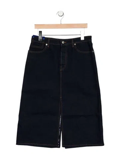Pre-owned Burberry Cutout Accent Midi Length Skirt W/ Tags In Blue