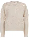 Burberry V-neck Perforated Rib Sweater In Neutrals