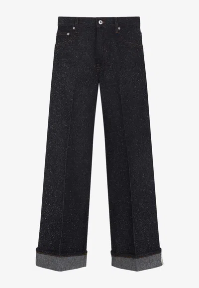 Burberry Cutted Straight-leg Jeans In Black