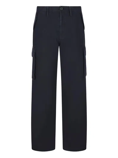 Burberry Cotton Oversized Cargo Trousers In Blue